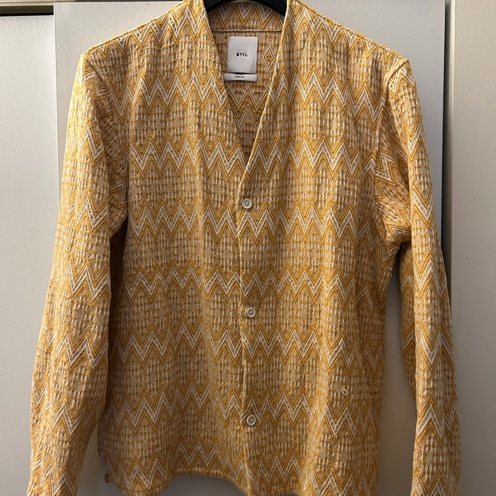 Men's BTFL Woven Cardigan Shirt Medium - Turmeric